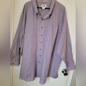 Big Mens 4XL HB Casual Button Front Long Sleeve Shirt